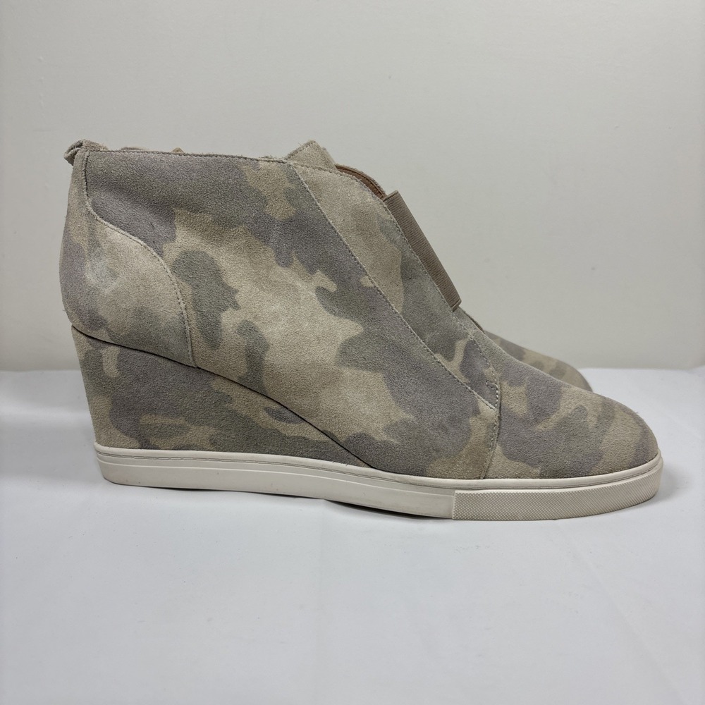 Linea Paolo Womens Felicia Camo Suede Wedge Shoe Ankle Boot Sz 12 M Preppy Chic